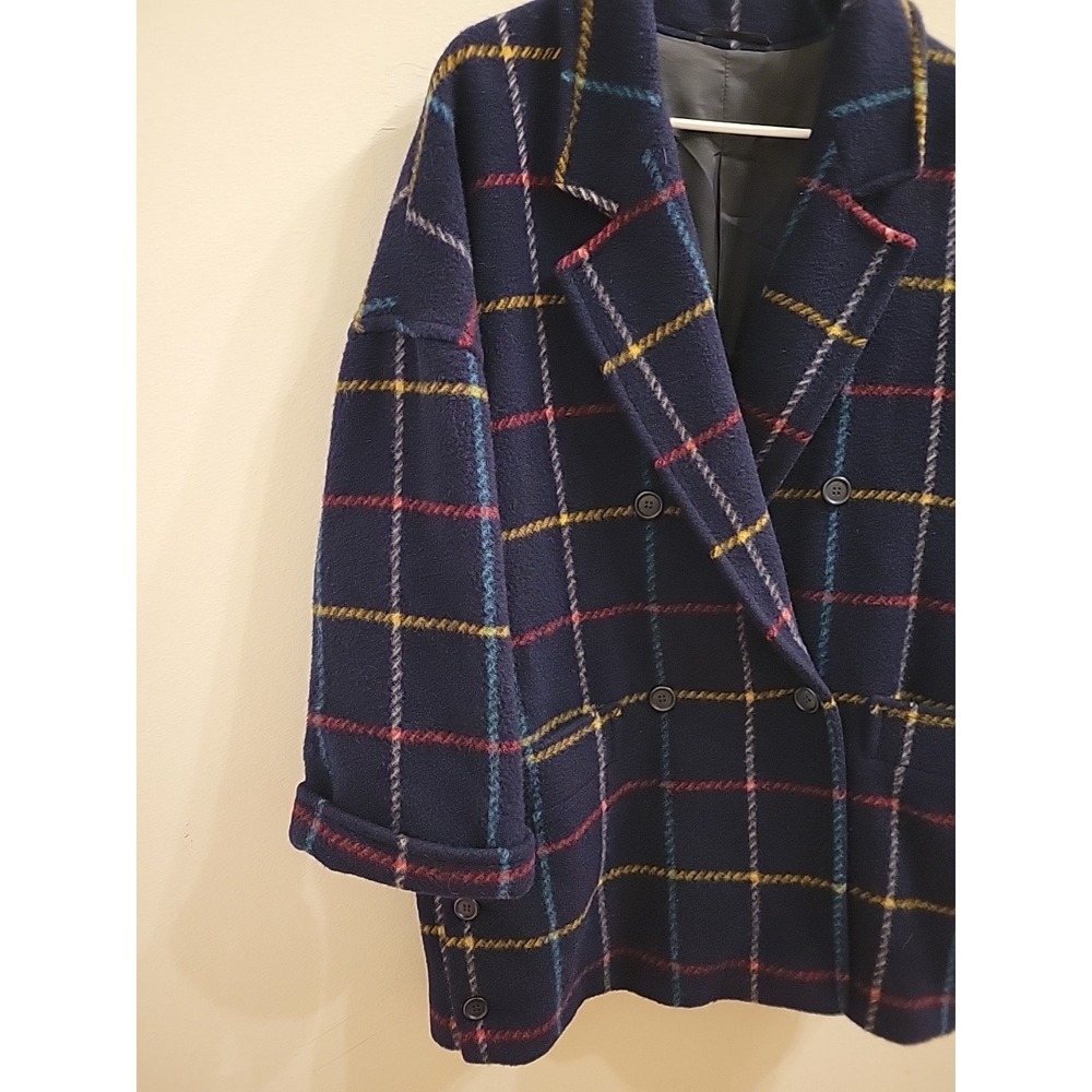 Marella Made in Italy US Size 10 Vintage Wool Lazy Plaid Jacket Oversized Casual - Picture 2 of 9
